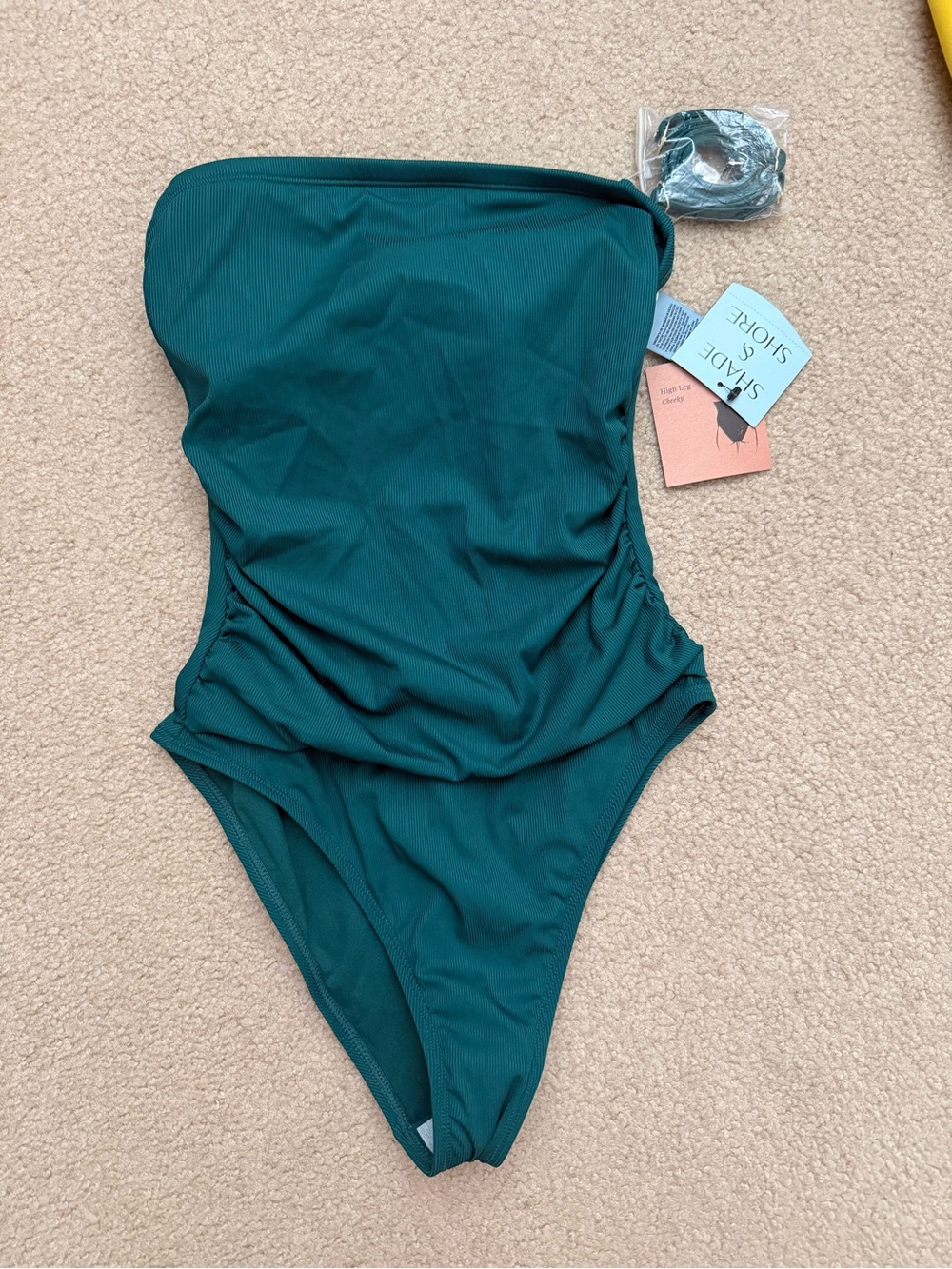 Shade & Shore Teal Strapless One-Piece Swimsuit with Removable Straps
